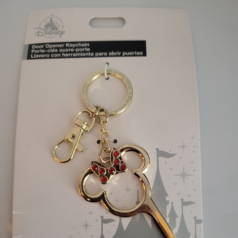 Disney Minnie Mouse Gold Door Opener Keychain